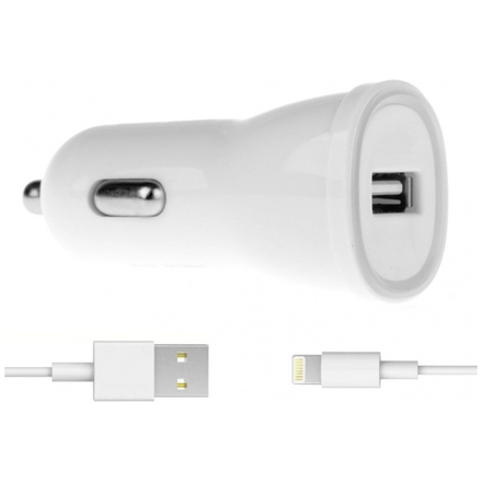Nabíječka do auta Winner USB Charger 2,1A + APPLE Cable bílá MM_5130