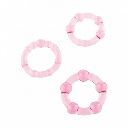 Sada 3 růžových erekčních kroužků - Stay Hard Three Rings, 3000004691