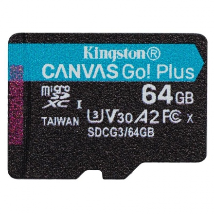 Kingston Canvas Go Plus A2/micro SDXC/64GB/170MBps/UHS-I U3 / Class 10, SDCG3/64GBSP