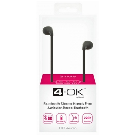 Sluchátka Bluetooth Sport 4-OK SCOOBY Music stereo černé 093142