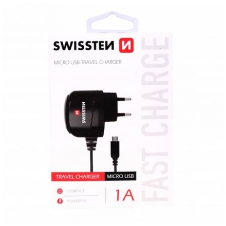 Nabíječka síťová Swissten micro USB 1a černá 22013700