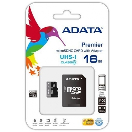 Paměťová karta A-Data micro SDHC Premier 16GB UHS-I class 10 s adaptérem