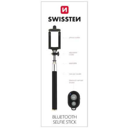 Swissten 32000300 Selfie tyč s bluetooth tlačítkem 97cm Černá