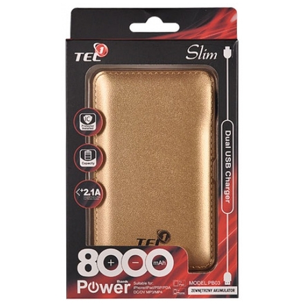 Power Banka Tel1 Slim 8000mAh zlatá 42658