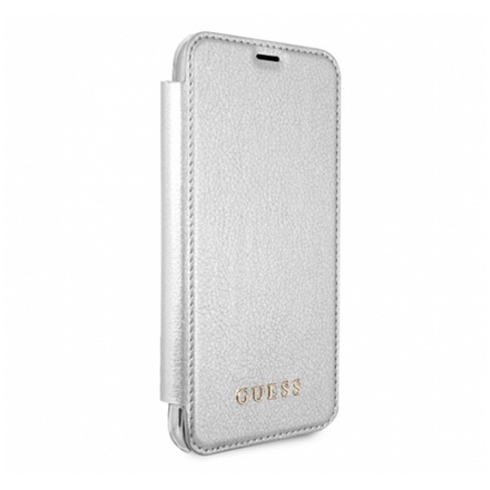 Pouzdro GUESS Iridescent Collection Booktype GUFLBKPXIGLTSI iPhone X stříbrná