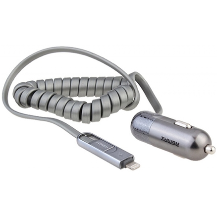 REMAX Nabíječka do auta - RCC-103 Finchy Usb + kabel ligtning micro usb 3,4 A stříbrná