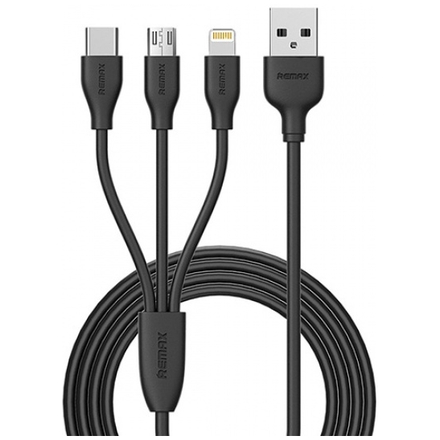REMAX USB datový Kabel - Suda RC-109th - 3v1 Micro/TypC/Lightining Černá