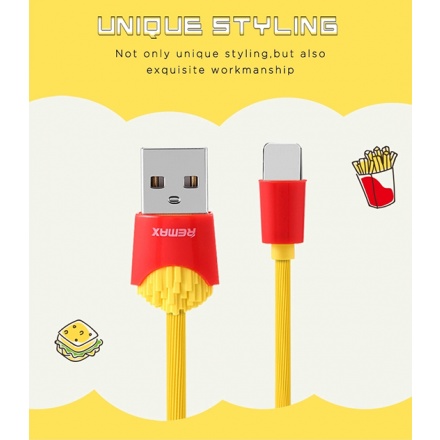 REMAX USB datový Kabel - Chips RC-114i - Iphone 5/SE/6/6S/7/8/X Lightning, 1 m, Žlutá