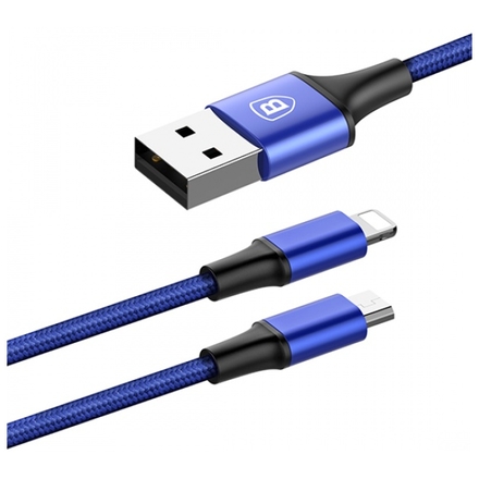 Baseus Usb Kabel Rapid 2 v 1 Micro Ligtning 3A 1.2 m (CAML-SU13) Modrá