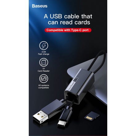 Baseus kabel, micro SD čtečka karet, USB Type-C OTG (ACDKQ-HG01) černý