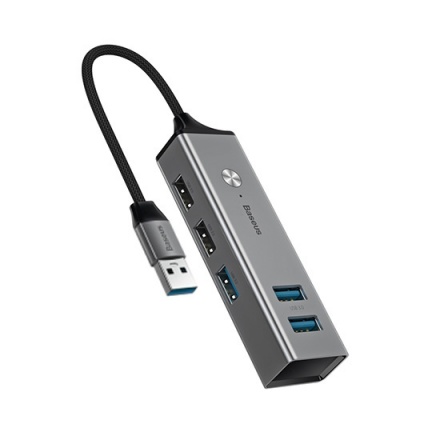 Baseus Adaptér Cube USB-USB3.0 - 3 USB2.0 - 2 HUB (CAHUB-C0G) tmavě šedá