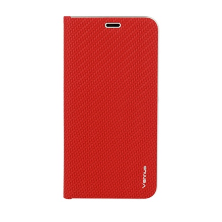 Pouzdro Vennus Book CARBON s kovovým rámem Xiaomi Mi 8 červená 56919