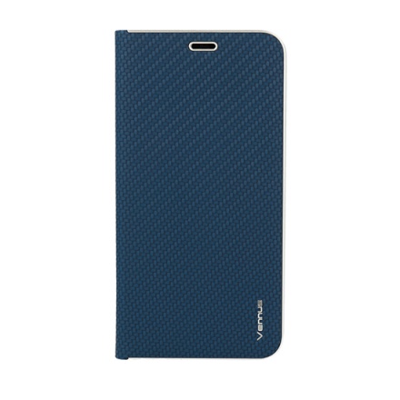 Pouzdro Vennus Book CARBON s kovovým rámem Xiaomi Redmi Note 10/10S modrá 590333233