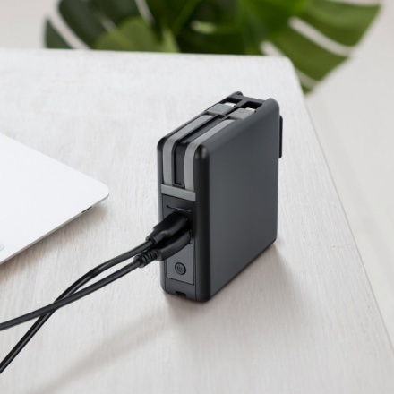 Multifunkční nabíječka Forcell 20 W 5v1 s kabelem micro USB / USB-C / bleskem, powerbankou 10 000 mAh a bezdrátovým nabíjením 15 W černá 5903396072468