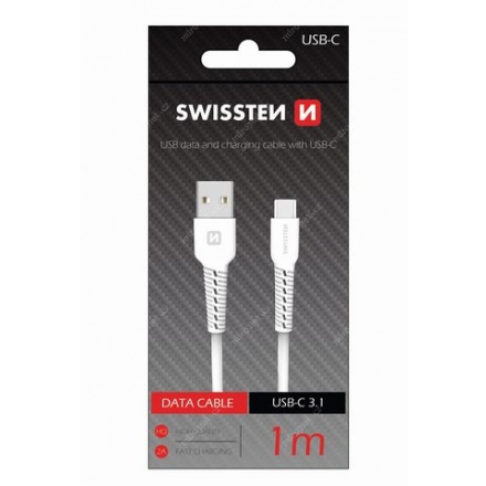 SWISSTEN datový kabel USB - USB-C 1m bílá (71505531)