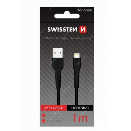 SWISSTEN datový kabel USB - LIGHTNING 1m černá (71505540)