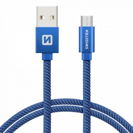 SWISSTEN TEXTILE datový kabel USB - (USB TYP C) 0.2m modrá 71521108
