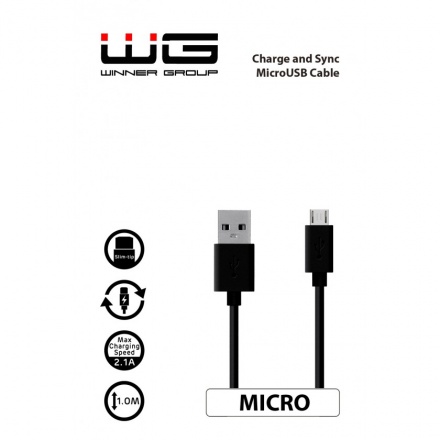 Datový kabel 2.1A Micro USB 1m (Černý), 8591194061905
