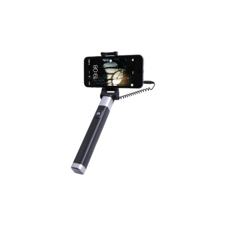 Teleskopická selfie tyč Aluminium s kabelem 3,5mm jack (černá) 5002