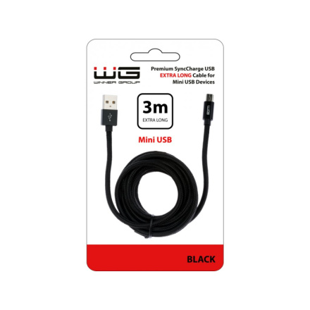 Datový kabel Mini USB (3m) (Černý) EXTRA LONG 7282