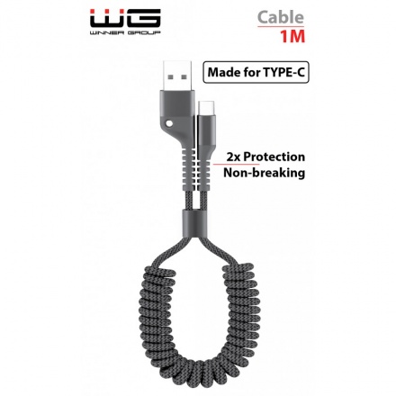 Datový kabel kroucený Type C 1m nylon braided (Černý) 8591194092077