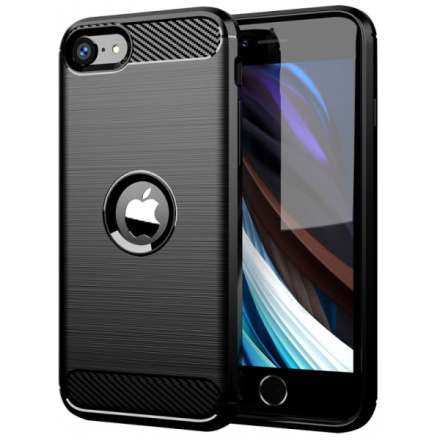 Pouzdro Carbon iPhone SE (2020) s otvorem na LOGO (Černá) 8591194097539