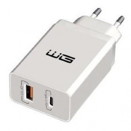 Nabíječka do sítě WG 1x USB, 1x USB-C, PD 20W, QC 3.0 bílá 8591194098987