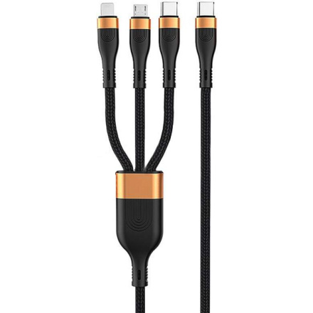 WINNER 3 V 1 KABEL USB-C/LIGHTNING/MICRO USB 1,5 M ČERNÝ 11623