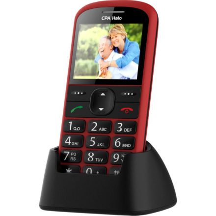Tlačítkový telefon CPA Halo 21 Senior, červený s nabíjecím stojánkem TELMY1021RE
