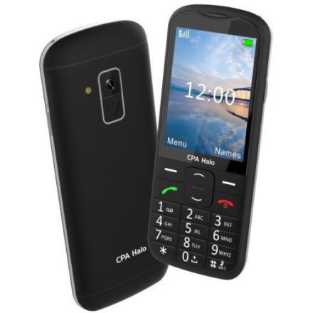 Tlačítkový telefon CPA Halo 28 Senior černý s nabíjecím stojánkem TELMY1028BK