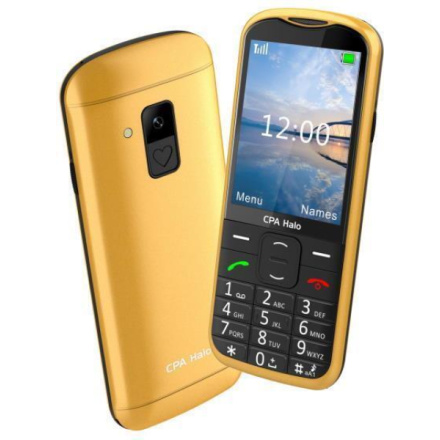Tlačítkový telefon CPA Halo 28 Senior zlatý s nabíjecím stojánkem TELMY1028GO