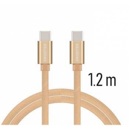 SWISSTEN TEXTILE datový kabel USB-C/USB-C 1,2 M zlatá 8595217455993