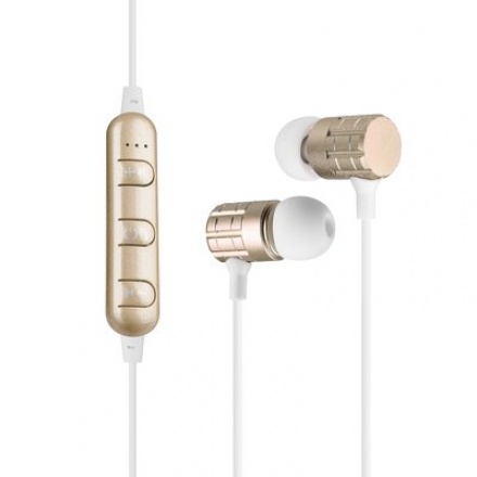 Sluchátka Bluetooth sport stereo eaphones F1 zlatá
