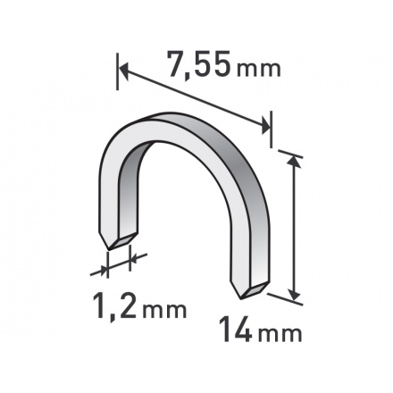 spony oblé, balení 1000ks, 14mm, 7,55x0,52x1,2mm 8852305