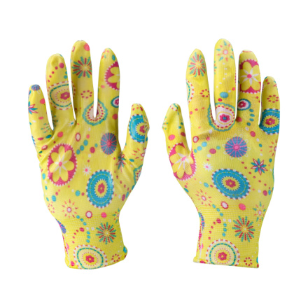 rukavice zahradní polyesterové, polomáčené v nitrilu, velikost 9" 8856671