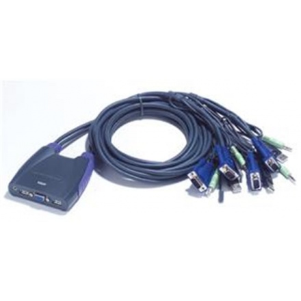 Aten 4-port KVM USB mini, audio, 1.8m kabely, CS-64U