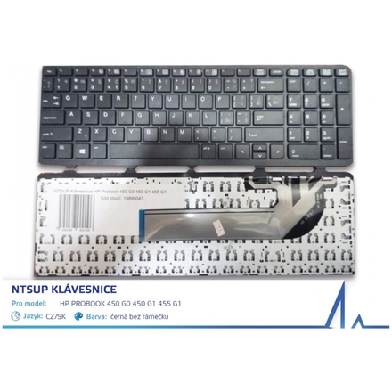NTSUP Klávesnice HP Probook 450 G0 450 G1 455 G1 černá CZ/SK bez rámečku, 28890010