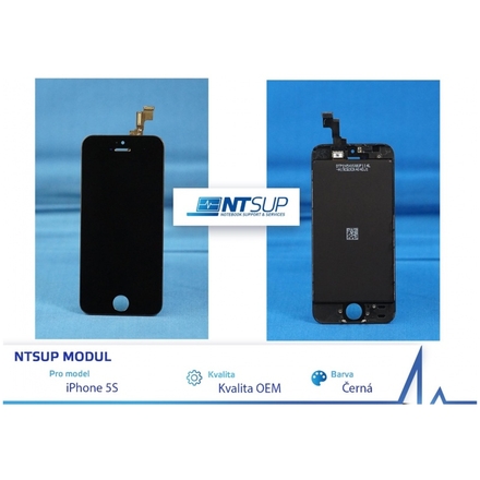 NTSUP LCD modul iPhone 5S černý kvalita B, 38890009