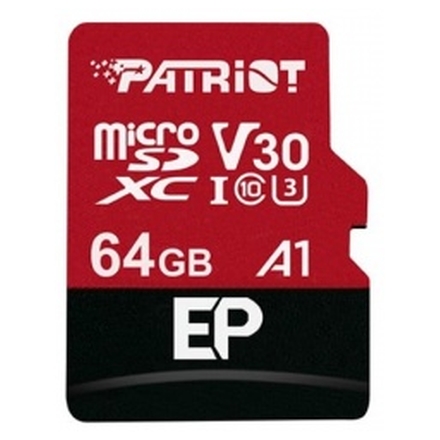 64GB microSDXC Patriot V30 A1, class 10 U3 100/80MB/s + adapter, PEF64GEP31MCX