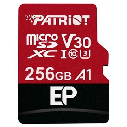 256GB microSDXC Patriot V30 A1, class 10 U3 100/80MB/s + adapter, PEF256GEP31MCX