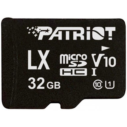 32GB microSDHC Patriot V10, class 10 U1 až 80MB/s + adapter, PSF32GLX1MCH