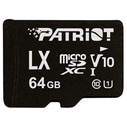 64GB microSDXC Patriot V10, class 10 U1 až 80MB/s + adapter, PSF64GLX1MCX