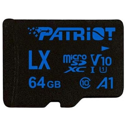 64GB microSDXC Patriot V10 A1, class 10 U1 až 90MB/s + adapter, PSF64GLX11MCX