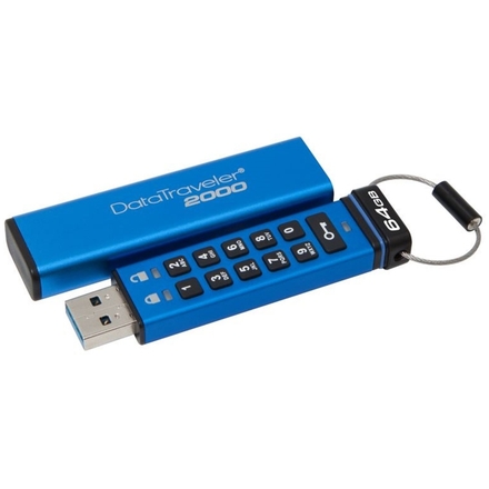 64GB Kingston USB 3.0 DT2000 HW šifrování, keypad, DT2000/64GB