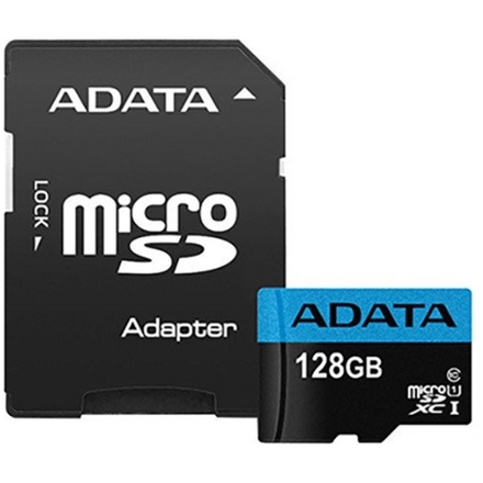 ADATA MicroSDXC 128GB UHS-I 100/25MB/s + adapter, AUSDX128GUICL10A1-RA1