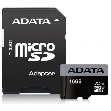 ADATA MicroSDHC 16GB U3 V30S 95MB/s + adapter, AUSDH16GUI3V30S-RA1