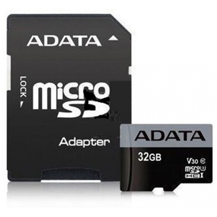ADATA MicroSDHC 32GB U3 V30S 95MB/s + adapter, AUSDH32GUI3V30S-RA1