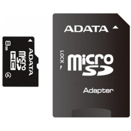 Adata/micro SD/8GB/10MBps/Class 4/+ Adaptér, AUSDH8GCL4-RA1