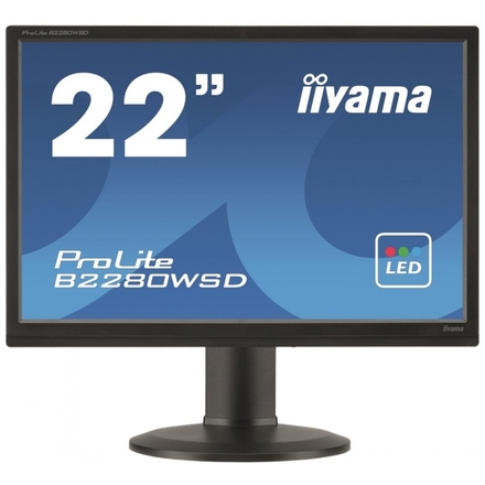 22"LCD iiyama B2280WSD-B1 - 5ms, 250cd/m2, 16:10, 1000:1, VGA, DVI, repro, pivot, výšk.nastav.,černý, B2280WSD-B1