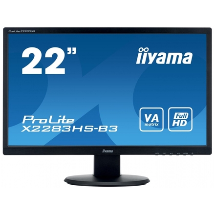 22" iiyama X2283HS-B3 - VA,FullHD,4ms,250cd/m2, 3000:1,16:9,VGA,HDMI,DP,repro, X2283HS-B3